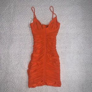 Orange white fox mini dress